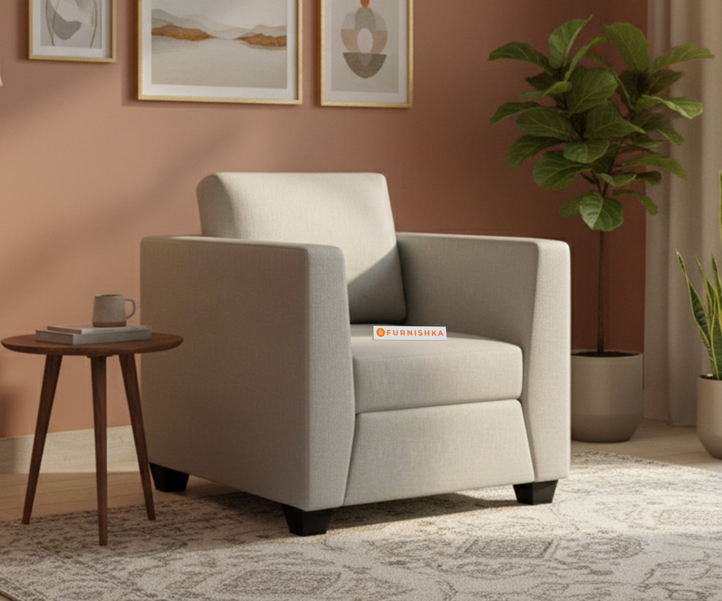 Oliver 1 Seater Sofa Light Beige - Furnishka