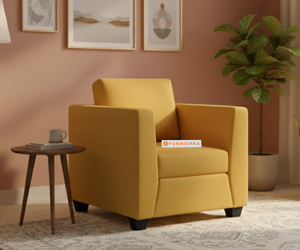 Oliver 1 Seater Sofa Mustard Yellow - Furnishka
