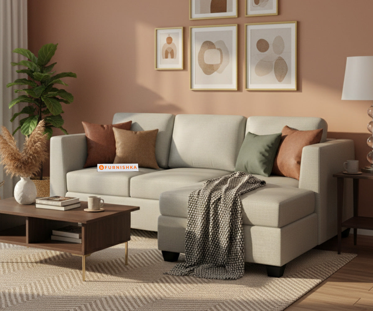 Oliver 2 Seater Sectional Sofa - RHS Light Beige - Furnishka