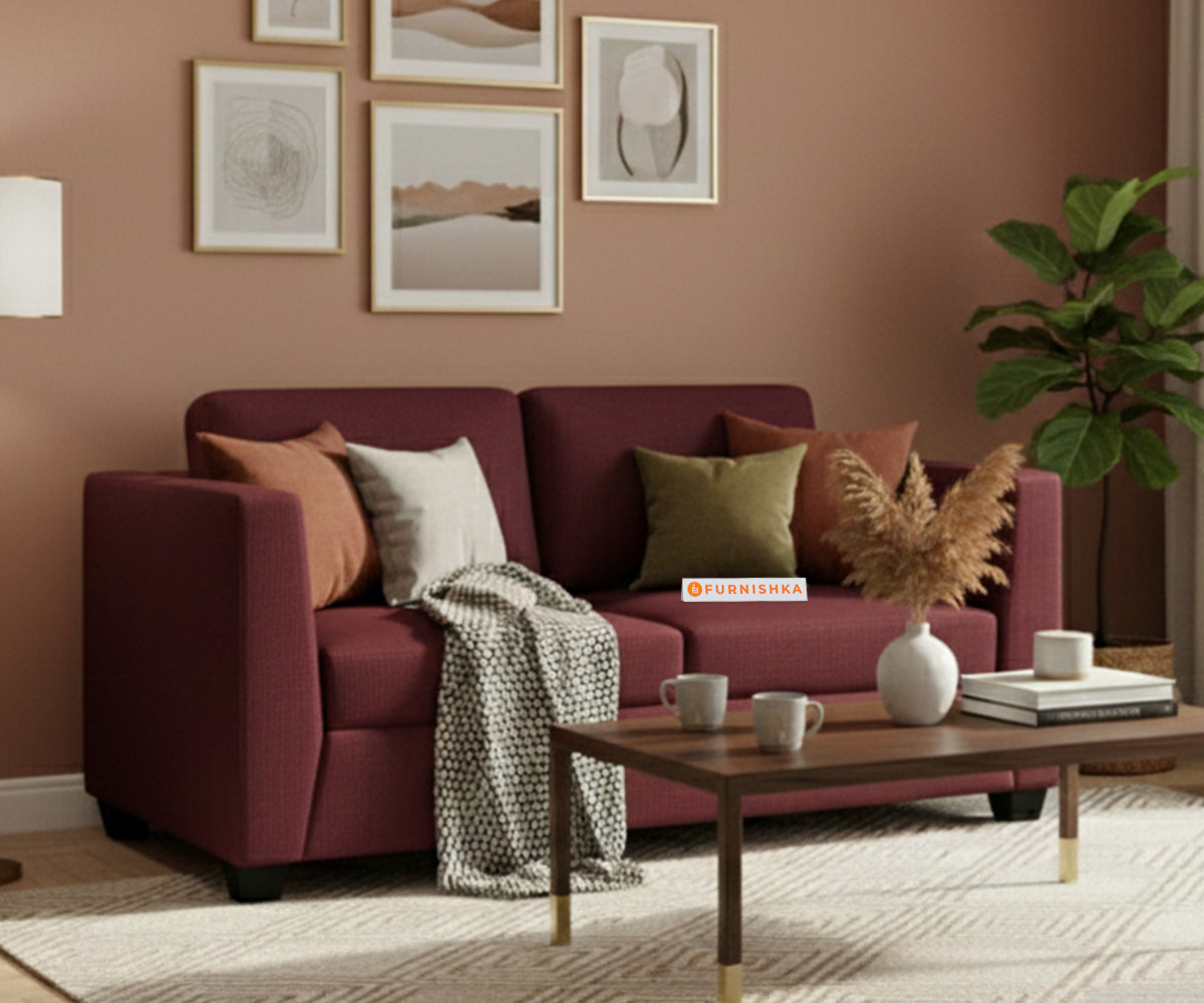 Oliver 2 Seater Sofa Red Wine - Furnishka