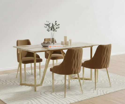 Olzaa 4 Seater Dining Set With Australian Onyx Top - With Nyla Chair - Furnishka