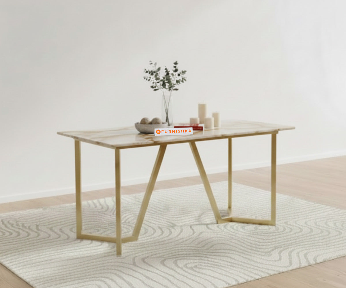 Olzaa 4 Seater Dining Table with Australian Onyx Marble Top - Furnishka