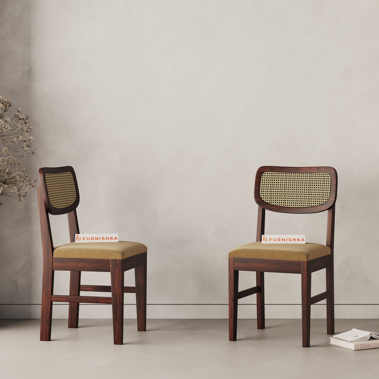 Rhea Cane Sheesham Dining Chair Brown - Furnishka