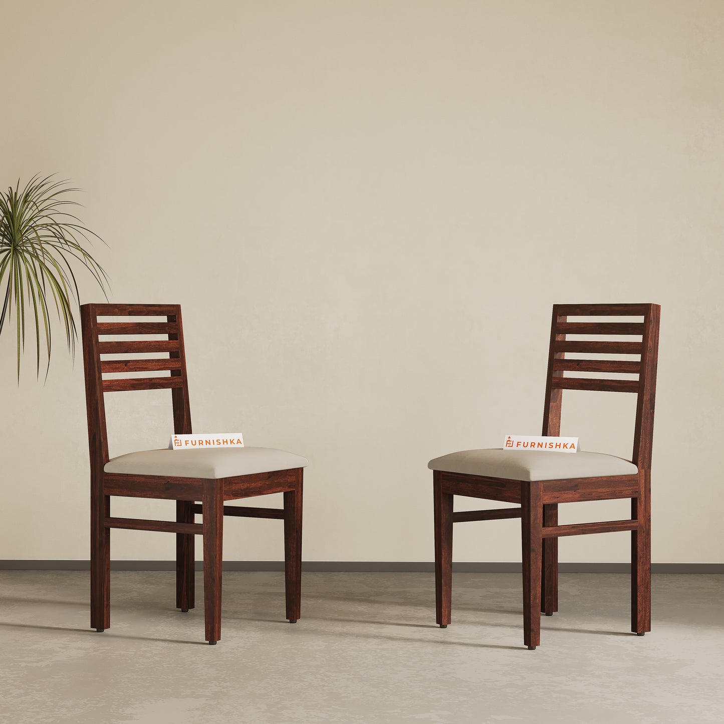 Rivo Solid Wood Dining Chair Light Beige - Furnishka