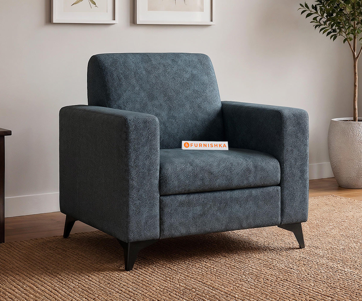 Xilo 1 Seater Fabric Sofa With Blue - Furnishka
