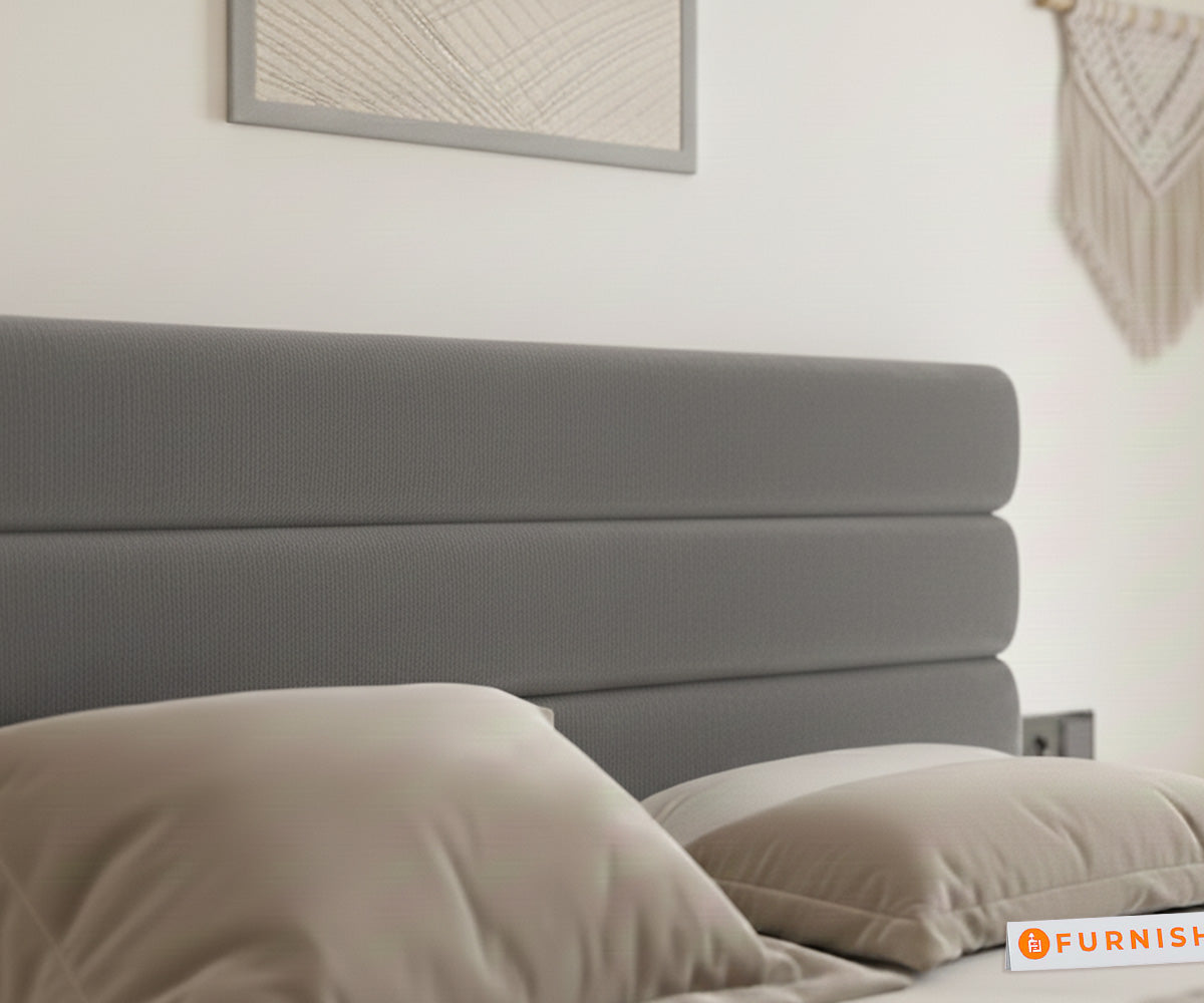 Rumi Fabric bed with Upholstered headboard Hydraulic Storage King Size - Space Grey - Furnishka