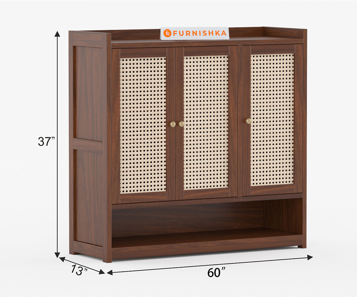 Simon Acacia Wood Cane Shoe Rack