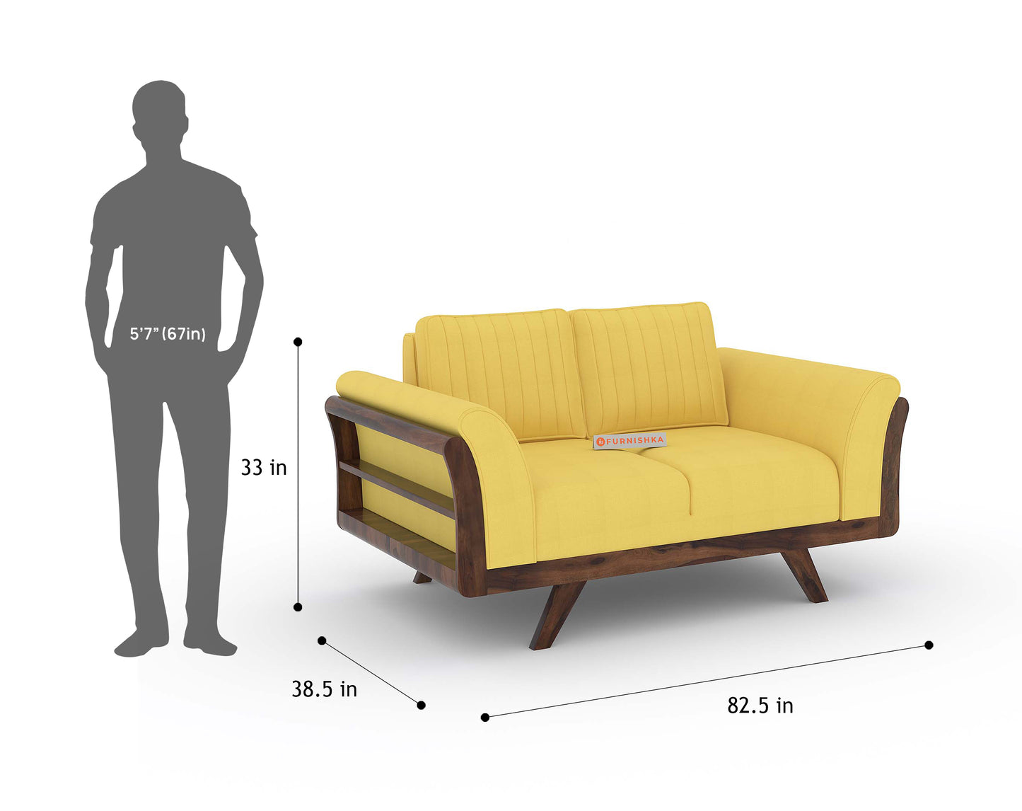 Sahara Sofa 2 Seater Mustard Yellow - Furnishka