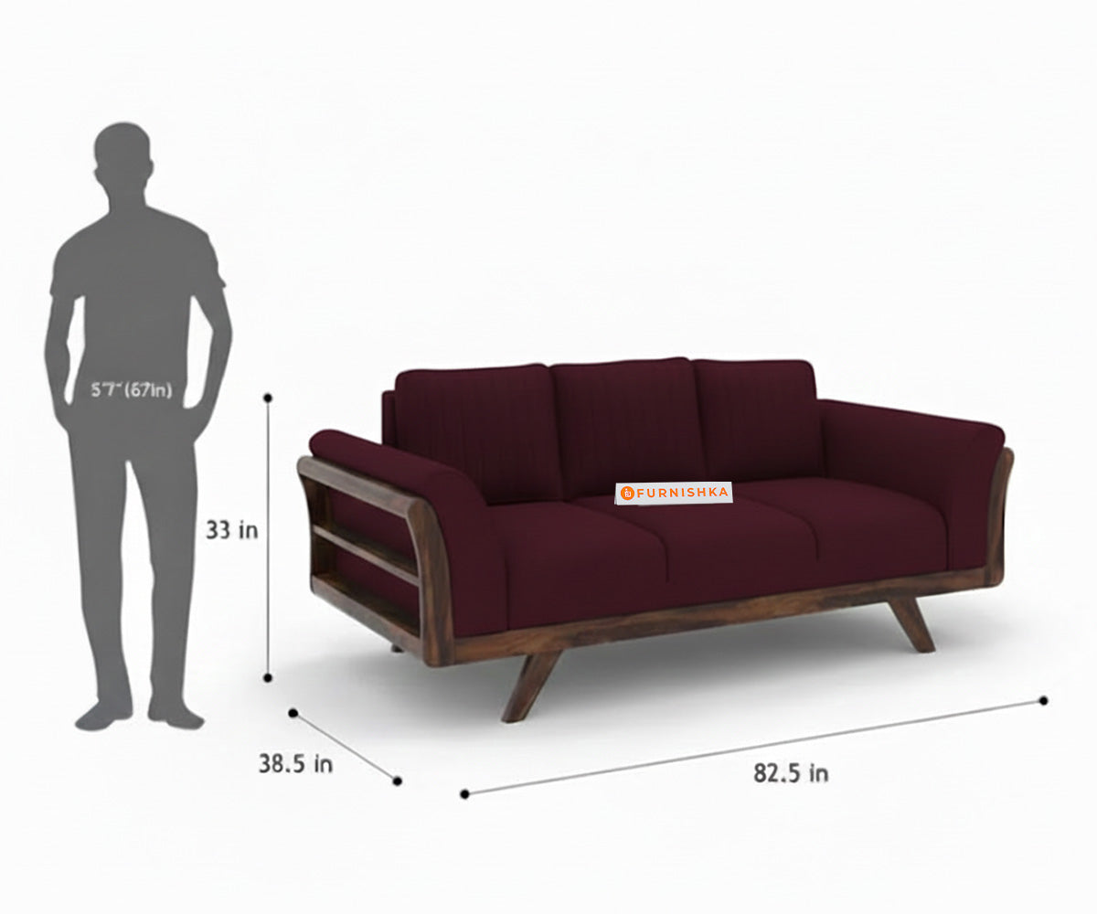 Sahara Sofa 3 Seater Red Wine - Furnishka