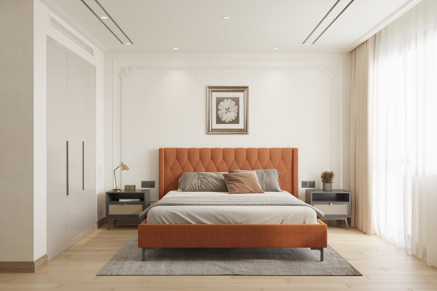 Samawi Bed (Fully Upholstered) 50+ colour options - King Size - Furnishka