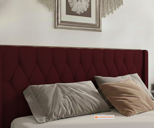 Samawi Fabric bed with Upholstered headboard Hydraulic Storage Queen Size - Red Wine - Furnishka