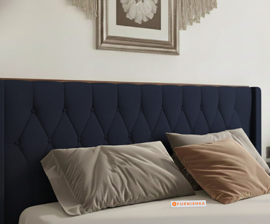 Samawi Fabric bed with Upholstered headboard Non Storage Queen Size - Persian blue - Furnishka