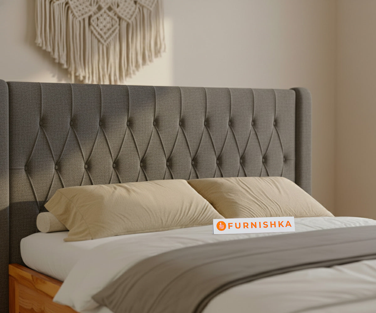 Samawi Real Teak Wood Hydraulic Bed King Size Space Grey - Furnishka