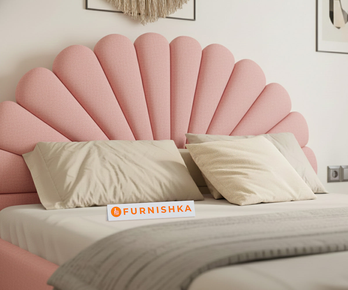 Satin Fabric bed with Uphold Hydraulic Storage Flamingo Pink - King Size - Furnishka