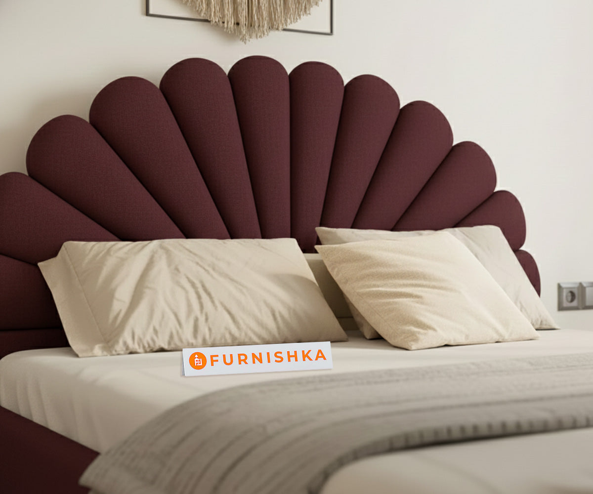 Satin Fabric bed with Uphold Hydraulic Storage Red Wine - King Size - Furnishka
