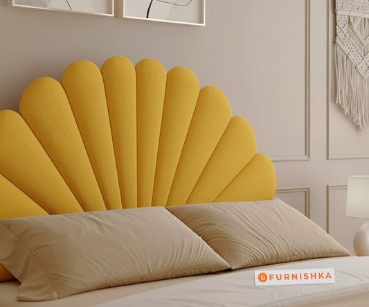 Satin Real Teak wood Hydraulic Bed Queen Size - Mustard Yellow - Furnishka