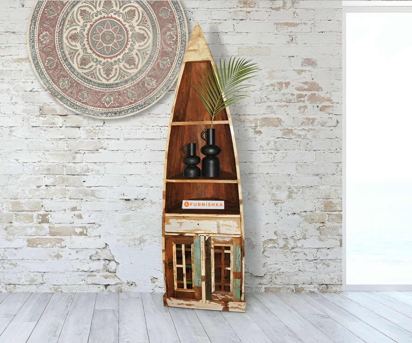 Sea Voyage One Drawer Two Door Reclaimed Bar Boat Rack - Furnishka