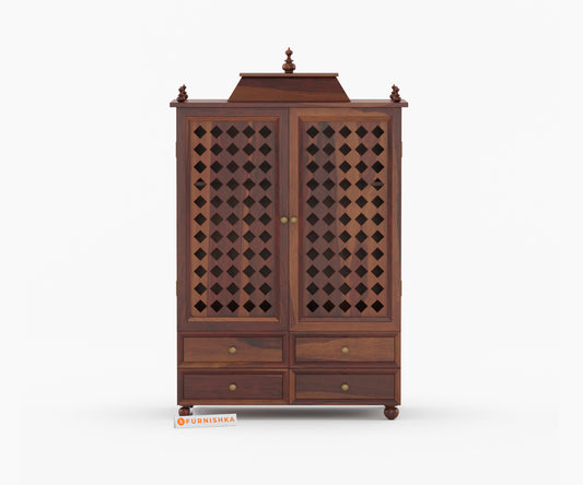 Shree Sheesham Wood Home Temple (Brown Finish) - Furnishka