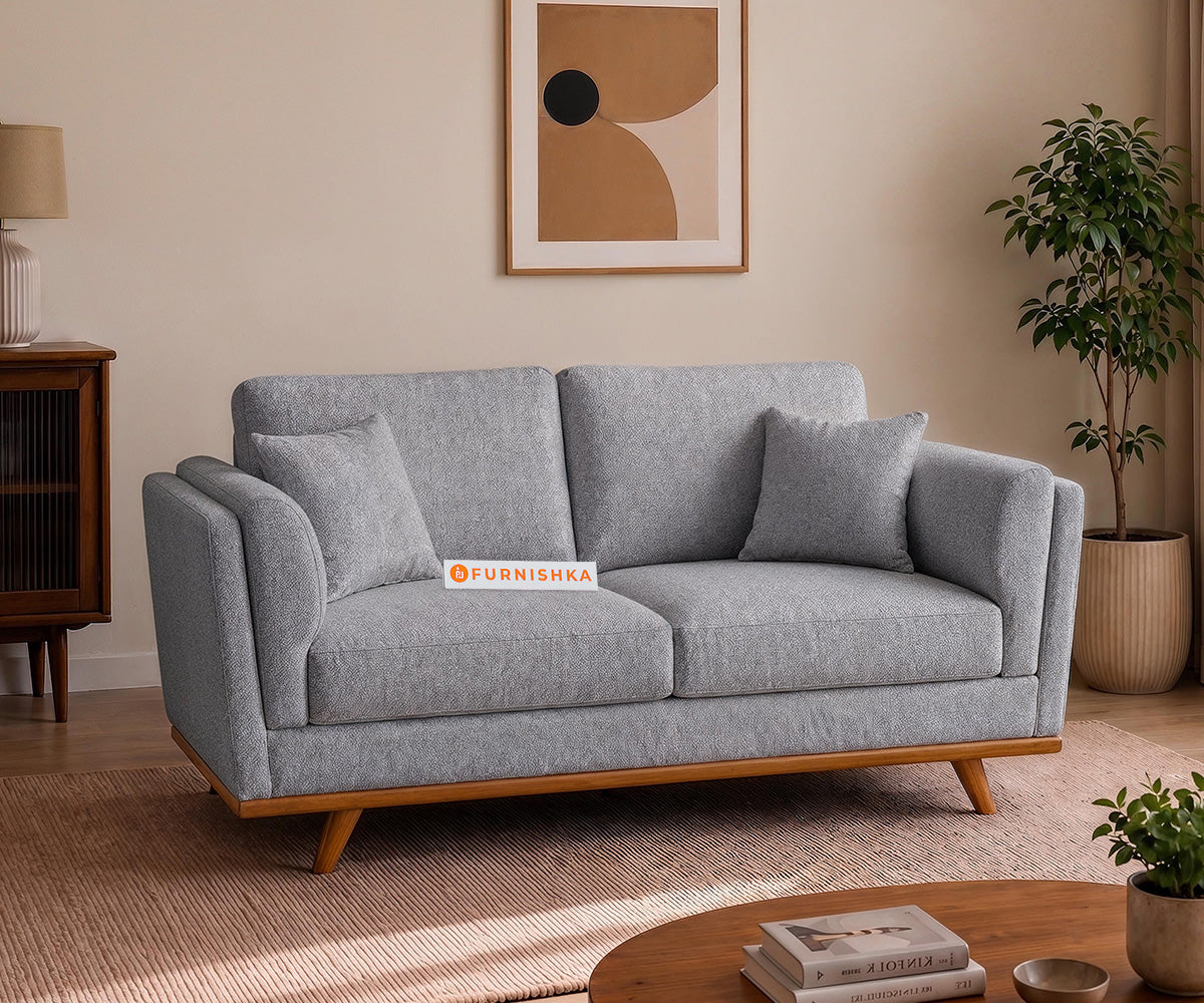 Oslo 2 Seater Fabric Sofa With Silver Grey - Furnishka