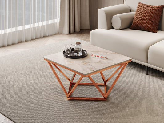 Solaia Coffee Table with Australian Onyx Top in Rose Gold finish - Furnishka