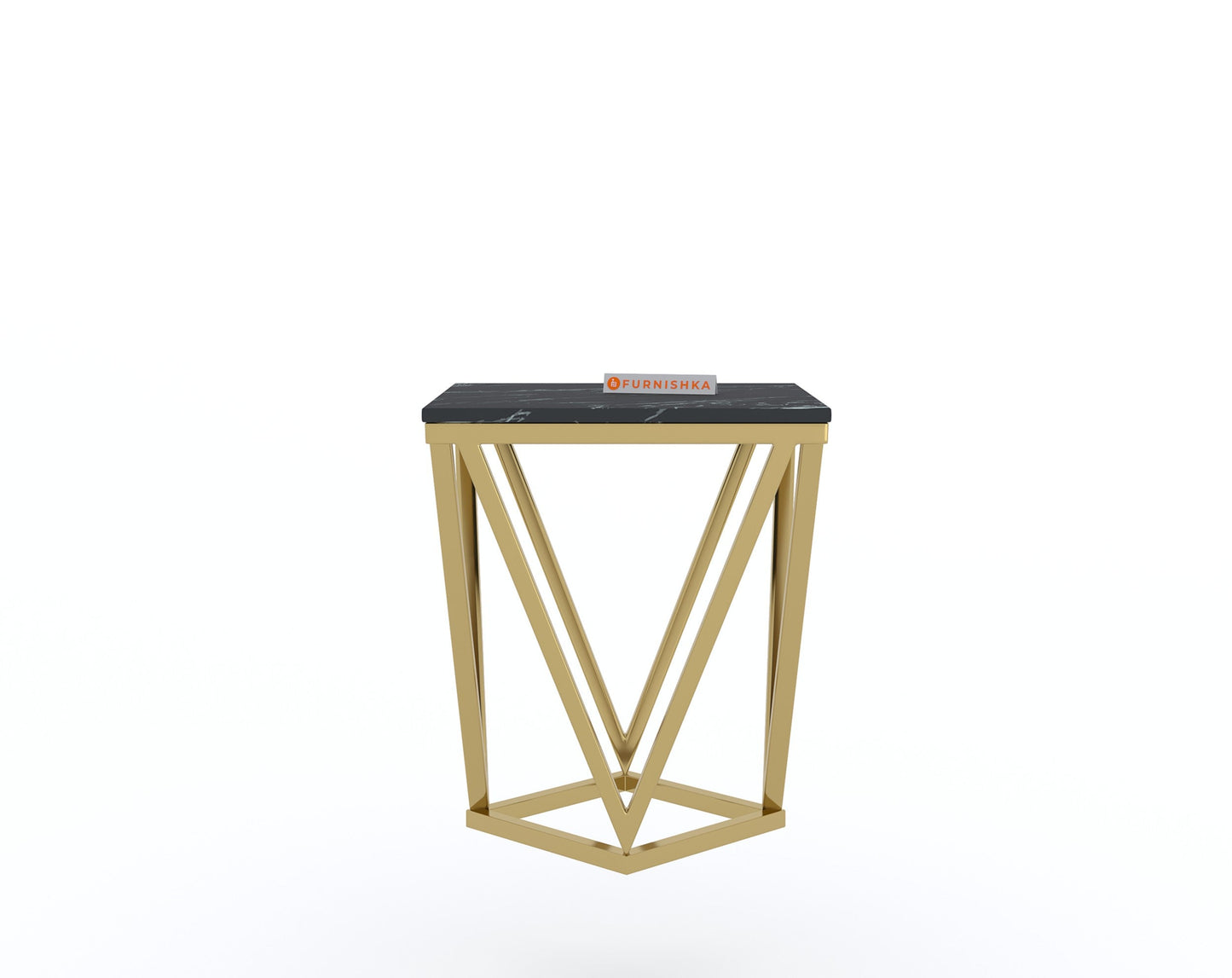 Solaia Side Table with Black Engineered Marble Top - Furnishka