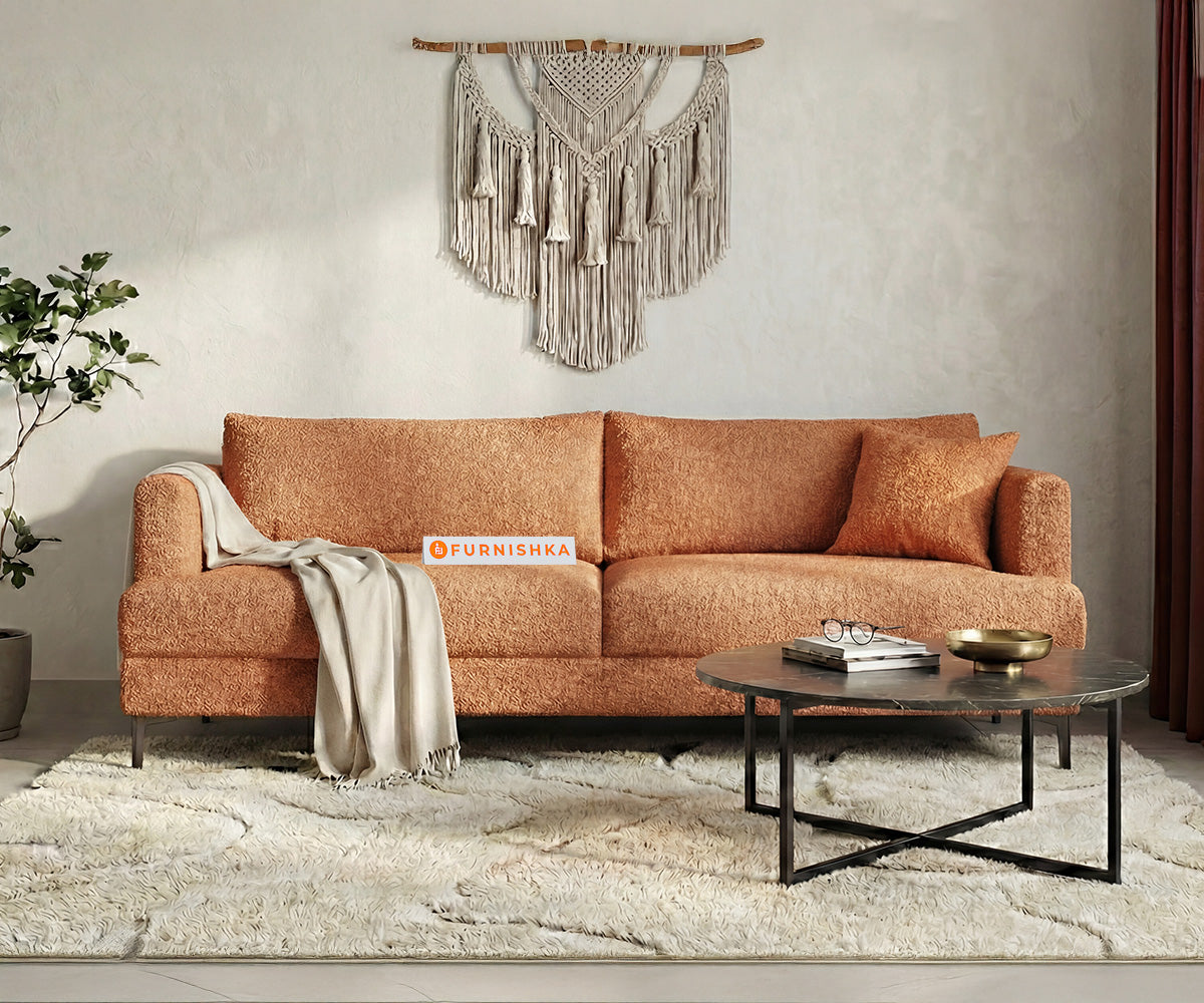 Solos 2 Seater Sofa With Anthology Fabric Orange - Furnishka