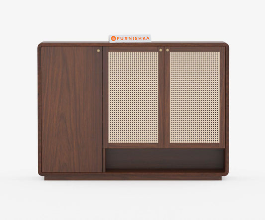 Starc Acacia Wood Cane Shoe Rack - Furnishka