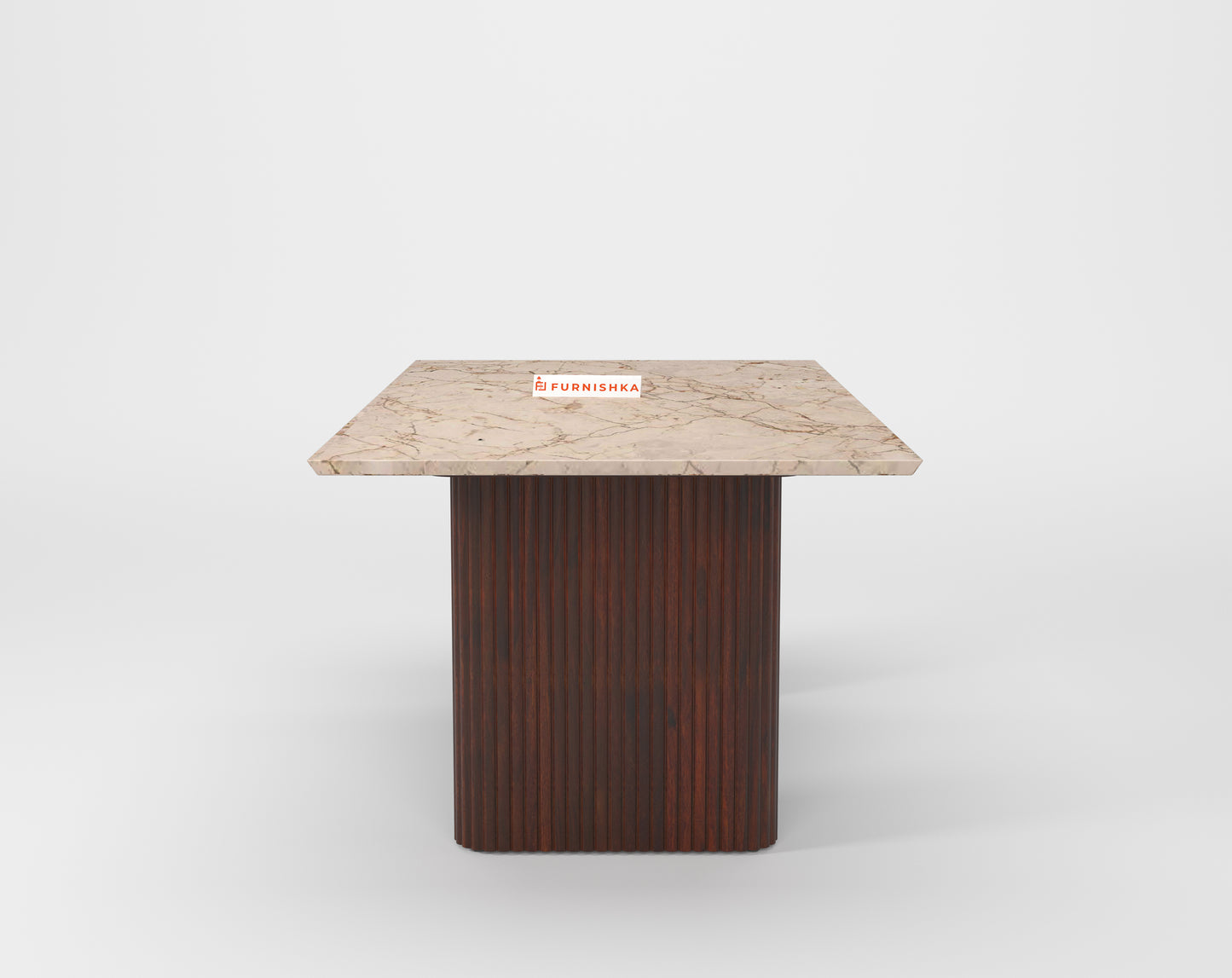 Swaarno 4 Seater Dining Sets with Australian Onyx sandwich Engineering Marble Top in Dark Walnut Finish - Furnishka