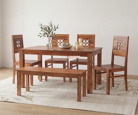 Symphony 6 Seater Dining Bench In Acacia Wood - Furnishka