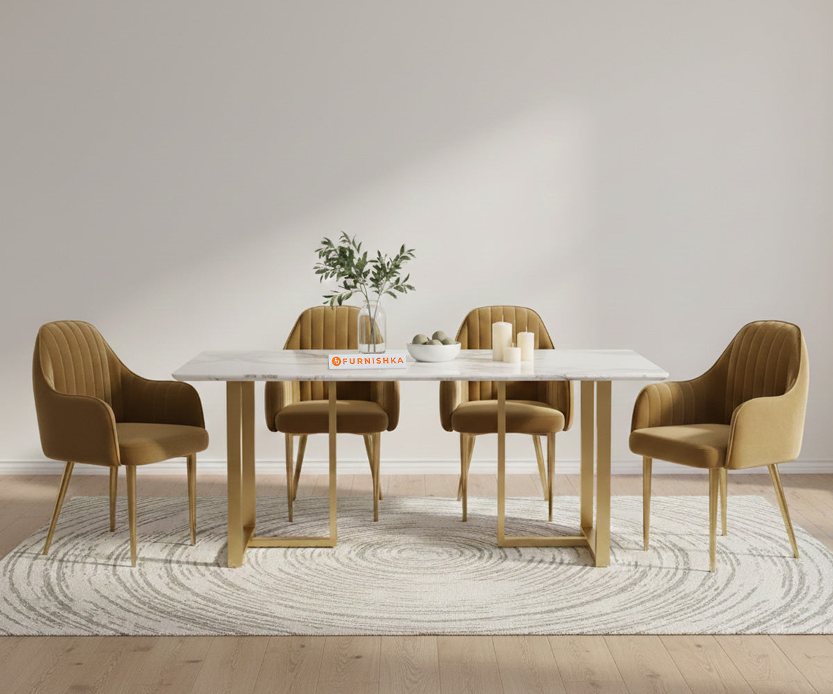 TUSCANY 4 Seater Dining Sets with Indian Banswara Marble Top - Furnishka
