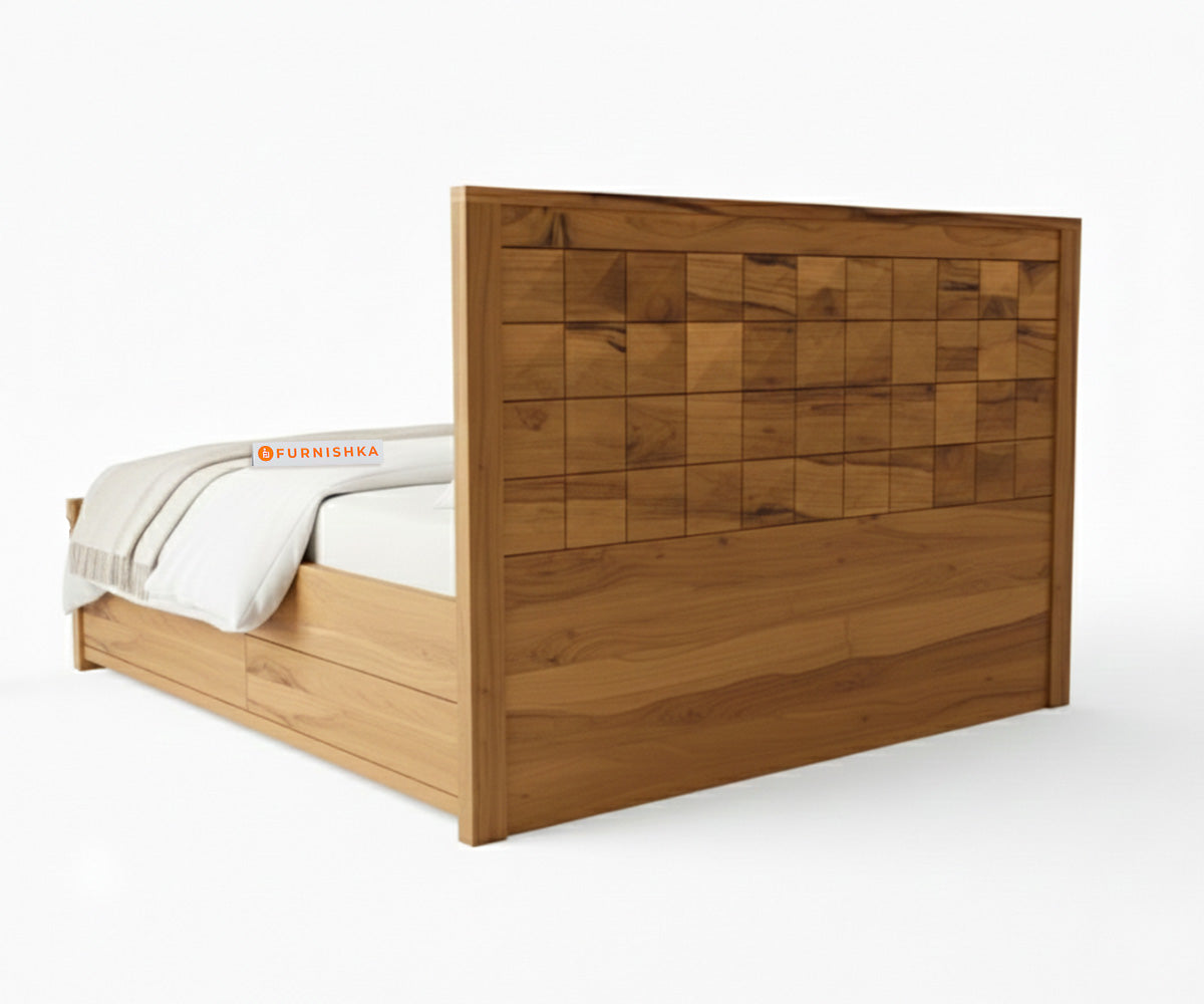 Teeva Real Teak Wood Hydraulic Bed King Size - Furnishka