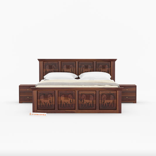 Tusker Sheesham Wood Bed Non Storage - Queen Size - Furnishka