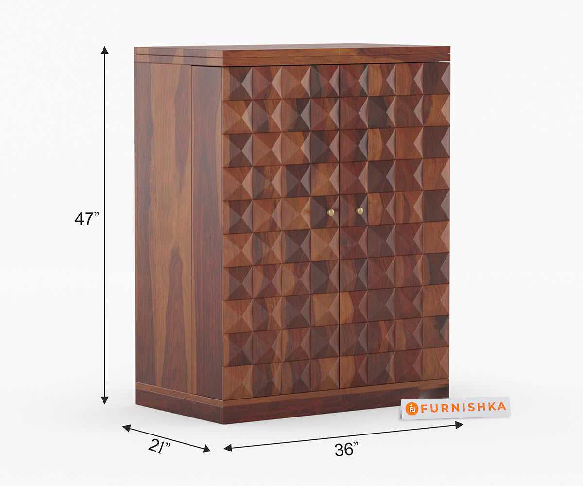 Urban Large Solid Sheesham Wood Bar Cabinet - Furnishka