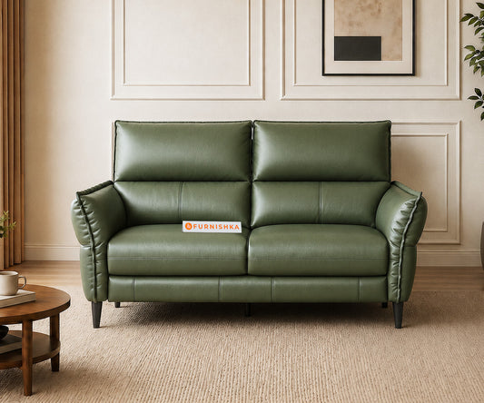 Valer Leather 2 Seater Sofa - Furnishka