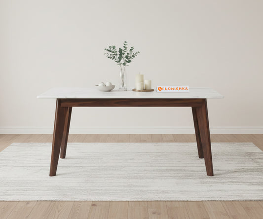 Vedh(Agar) Indian Marble Top 6 Seater Dining Table - Furnishka