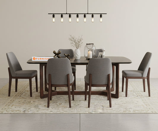 Vetra 6 Seater Dining Sets with Black Engineered Marble Top - Furnishka