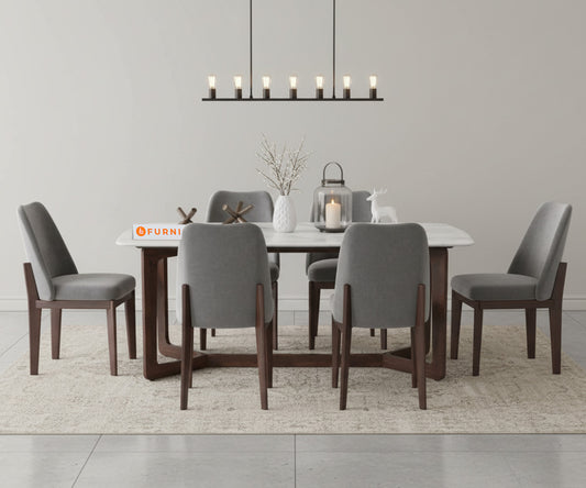 Vetra 6 Seater Dining Sets with Quartz Top - Furnishka