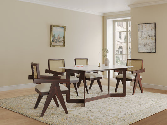Vetra Dining Table with Quartz Top - 6 Seater - Furnishka
