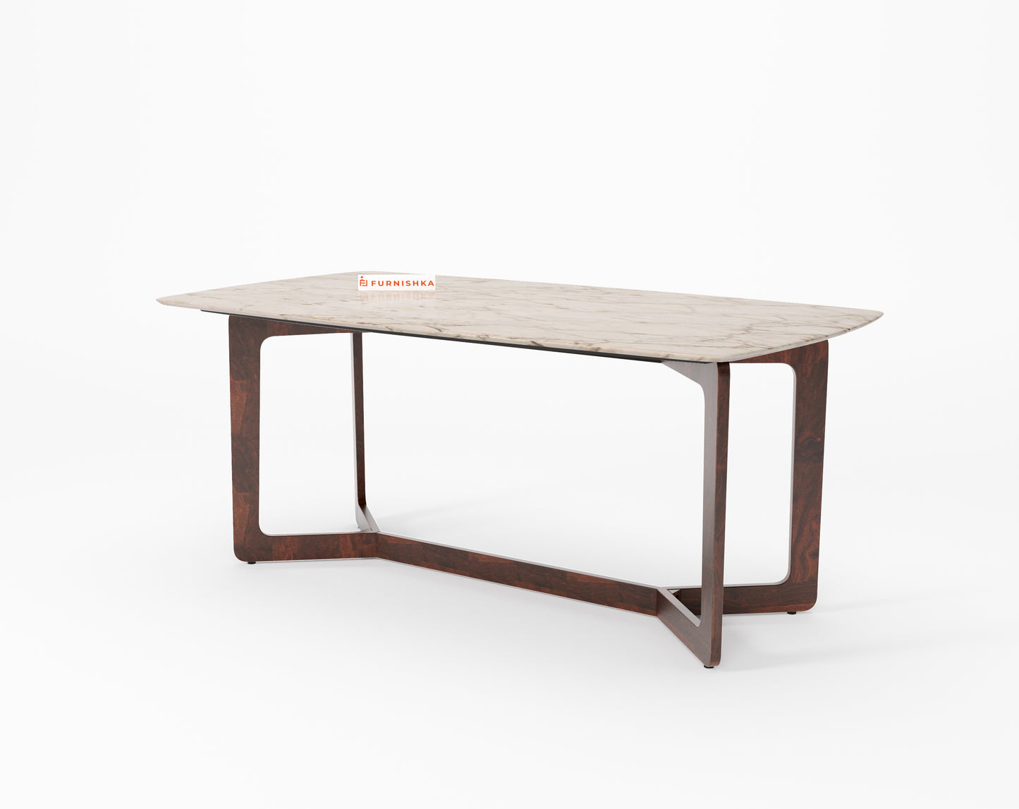 Vetra Dining Table with Rosalia Gold Engineered Marble Sandwich Top - 6 Seater - Furnishka