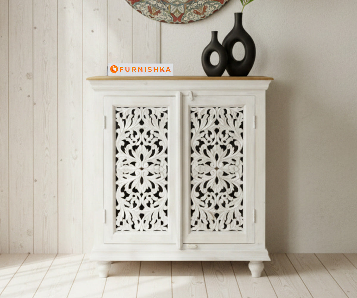 Vinatge Flower Two Door Cabinet Distressed - Furnishka