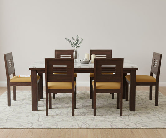 Zhera 6 Seater Dining Sets Indian Marble Top - Furnishka