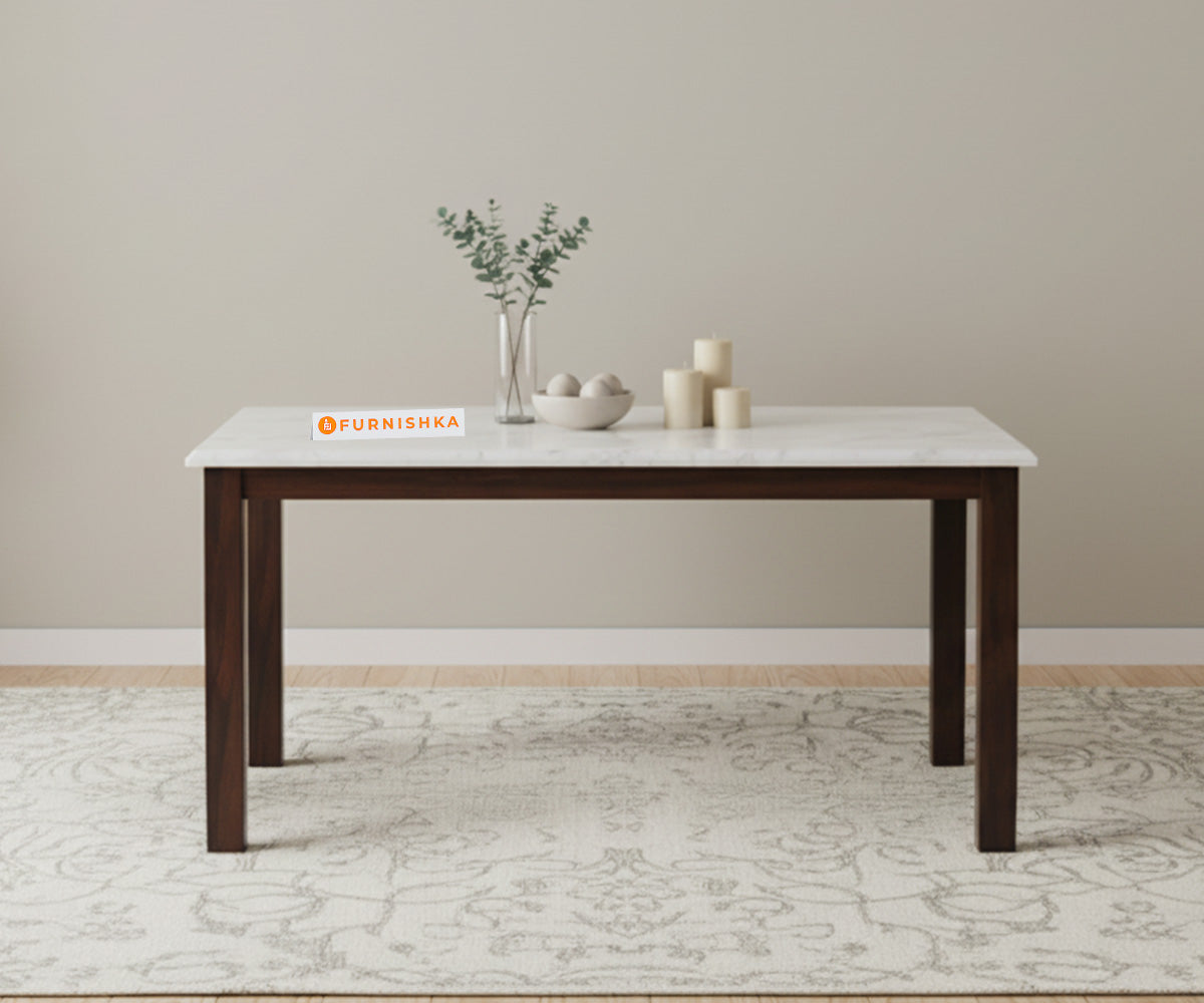 Zhera 6 Seater Dining Sets with White Engineered Marble Top - Furnishka