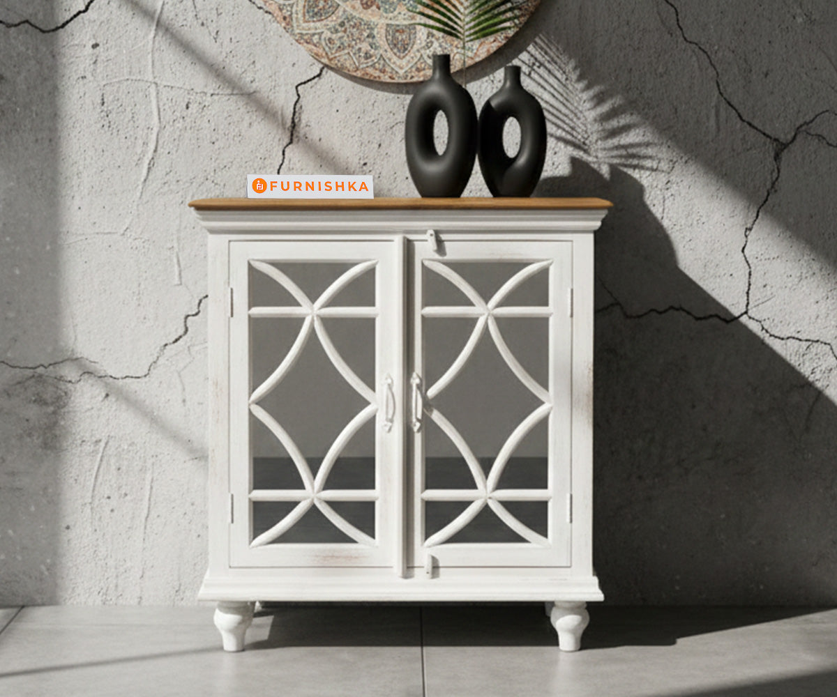 cross arch Two Door Cabinet Distressed - Furnishka