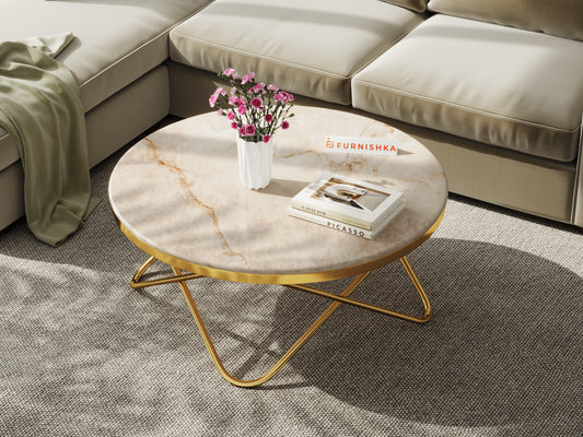 Clos Coffee Table with Australian Onyx Top in Gold finish