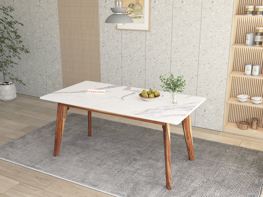 Vedh(Agar) Compact Dining Table with Quartz Top - 6 Seater