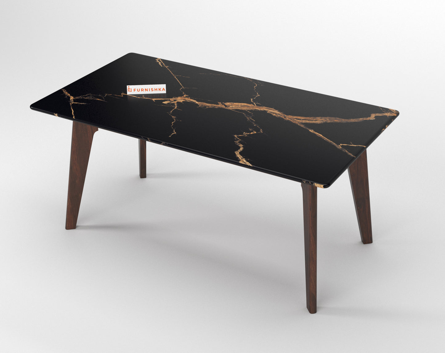 Vedh(Agar) Dining Table with Black Engineered Marble Top - 4 Seater