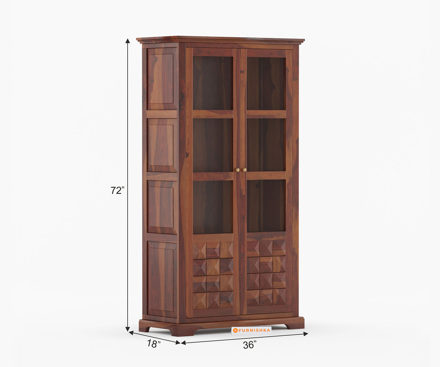 Elowen Sheesham Wood Two Door Book Shelf