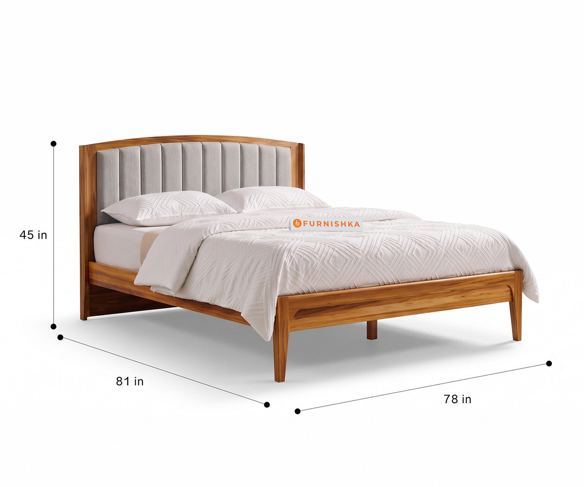 Alessia Teak Wood Bed with Non Storage King Size in Bone White