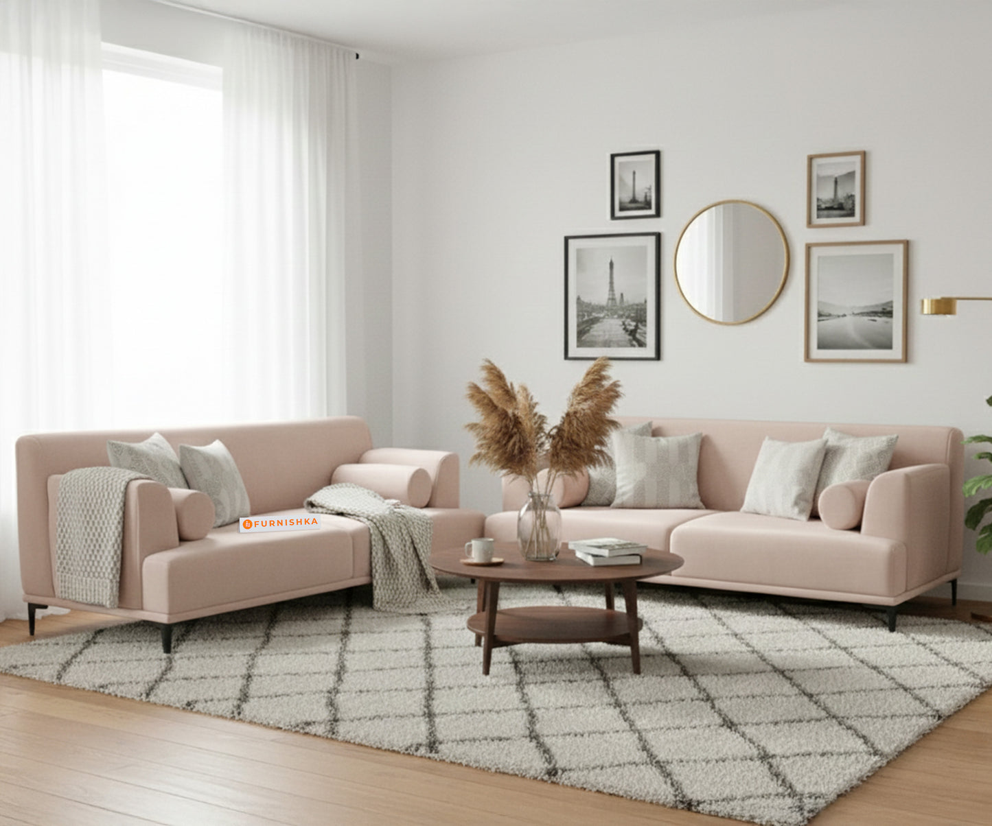 Liam 3+2 Seater Sofa Set - Flamingo Pink