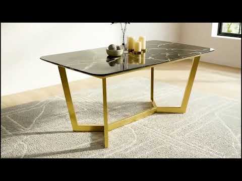 Olzaa 6 Seater Dining Sets with White Engineered Marble Top